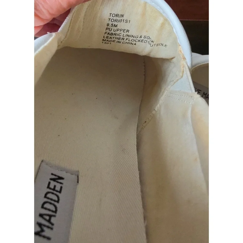 Steve Madden Women's Torin Platform White Silver Studded Slip-on Sneakers 9.5M